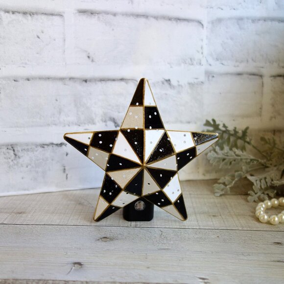 Checked Night Light Texas Star Buffalo Check Light Checked Lamp Checkered Candle - Picture 1 of 8